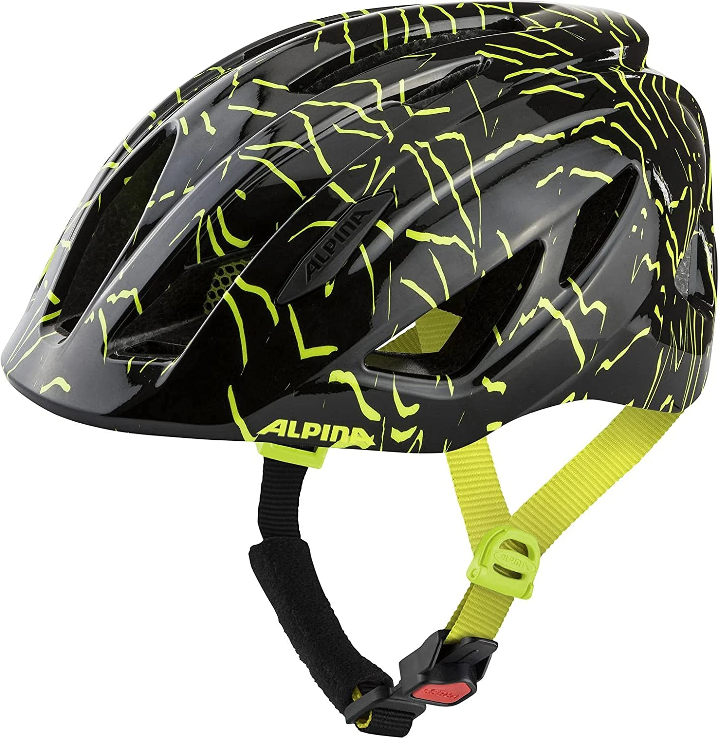 Alpina Pico Kinder Fahrradhelm - Black-neon-yellow-gloss (glÀnzend)